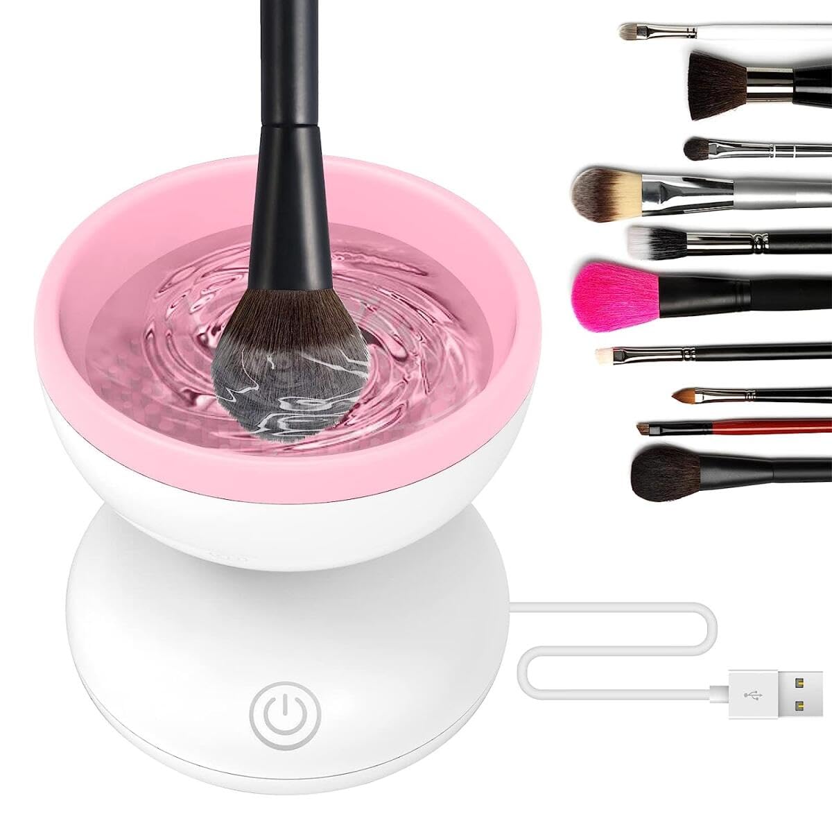 Goodern Electric Makeup Brush Cleaner Machine,Portable Automatic USB Spinner Brush Cleaner Tools for All Size Beauty Foundation Concealer Eyeshadow Brush,Easy To Use,Cosmetic Brush Cleaner-Pink