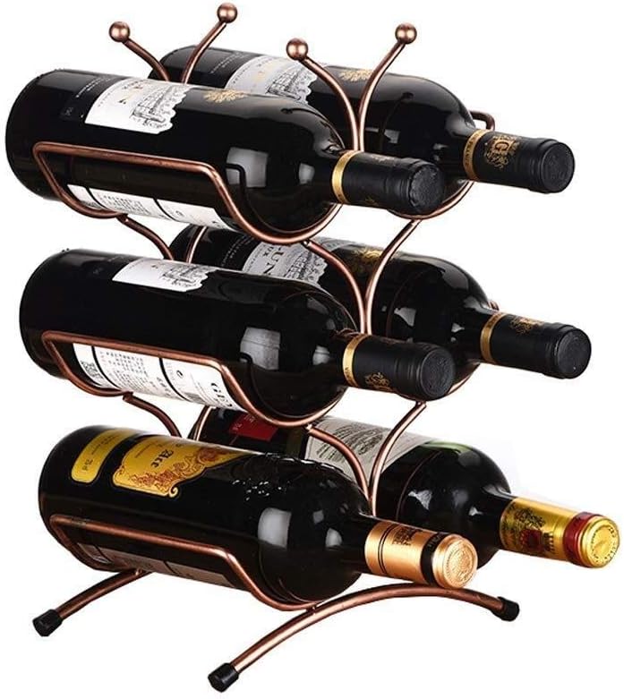 Wine Rack 3-Layer Stackable Wine Rack - Classic Wine Rack - Suitable for Bars Cabinets Pantry Etc. - 6 Bottles Metal