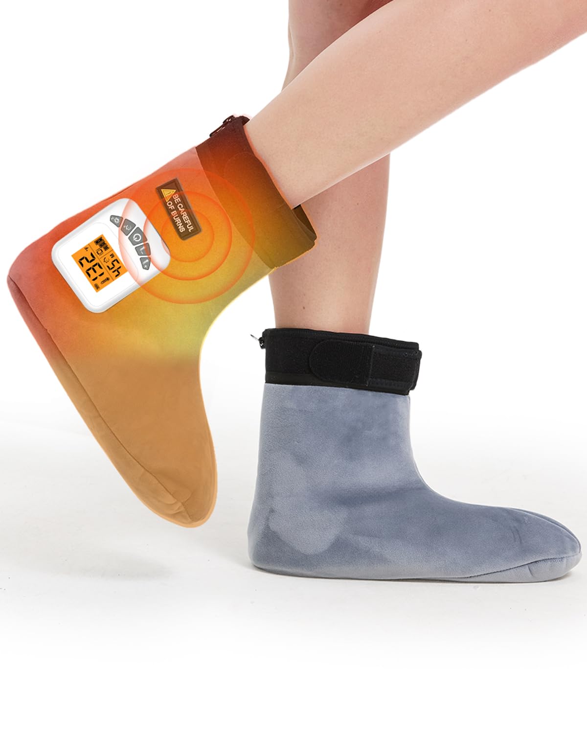Cordless Foot Warmer with Heat and Massage - 2PCS Rechargeable Heating Pad for Feet, 3 Temp & Vibration Levels, 60 Min Timer for Plantar Fasciitis, Ankle Pain, Cold Feet at Home, Office, Sleeping-image-4