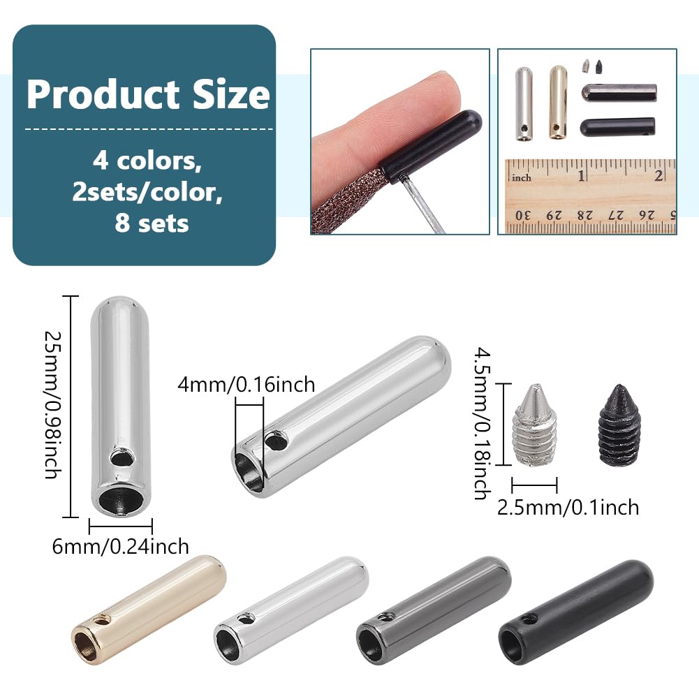 NBEADS 40 Sets Metal Shoelace Tips, 4 Colors Alloy Shoelace Screw Shoelace Cords End Tip Cap Metal Aglet Replacement Tips for DIY Repairing and Design Making