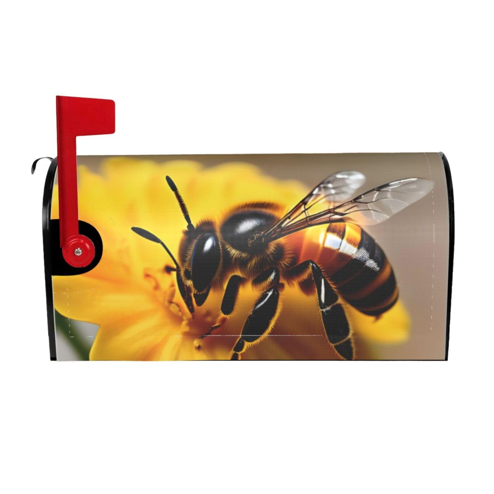 Honey Bee And Flower Print Mailbox Cover Wraps Post Letter Box Cover Decor For Outside Garden Yard Farmhouse Home