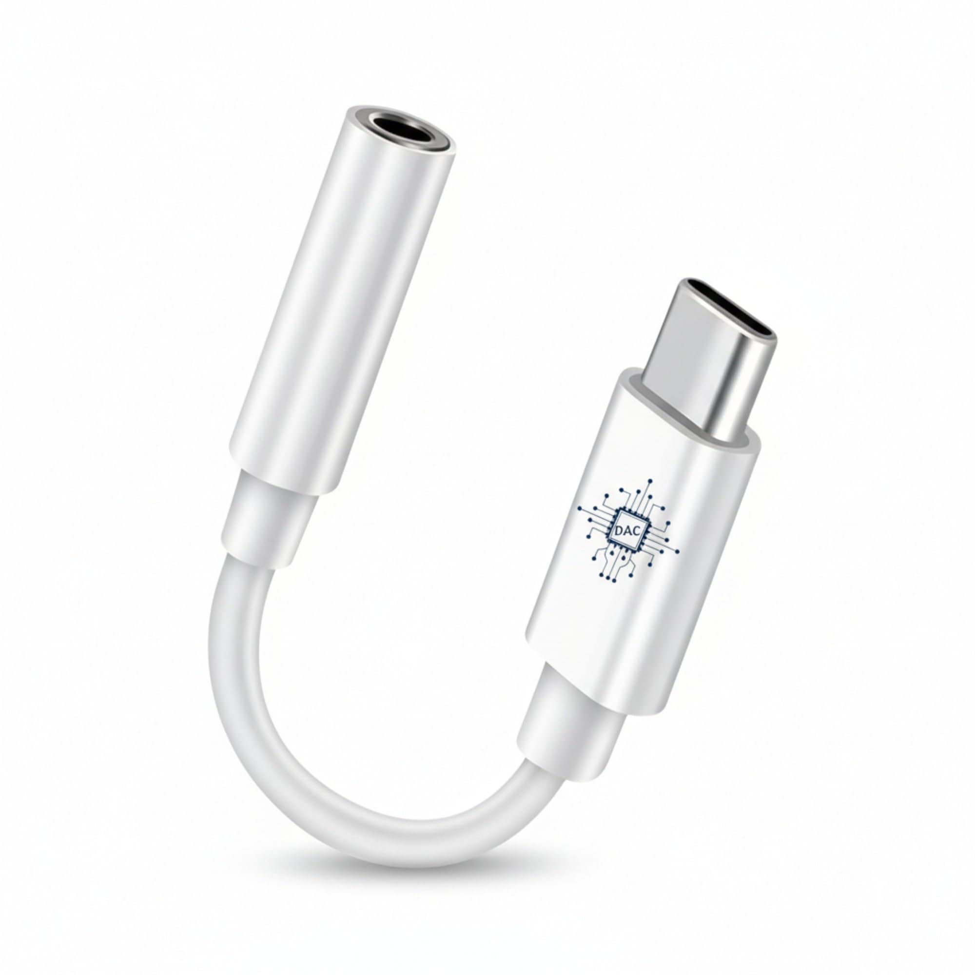 CLEM Tech - Adapter USB-C na Jack 3.5mm z Przetwornikiem DAC Hi-Fi - Przejściówka Audio do Słuchawek, Plug & Play, iPhone 15/16, Samsung Galaxy, iPad, MacBook, Xiaomi - Biały