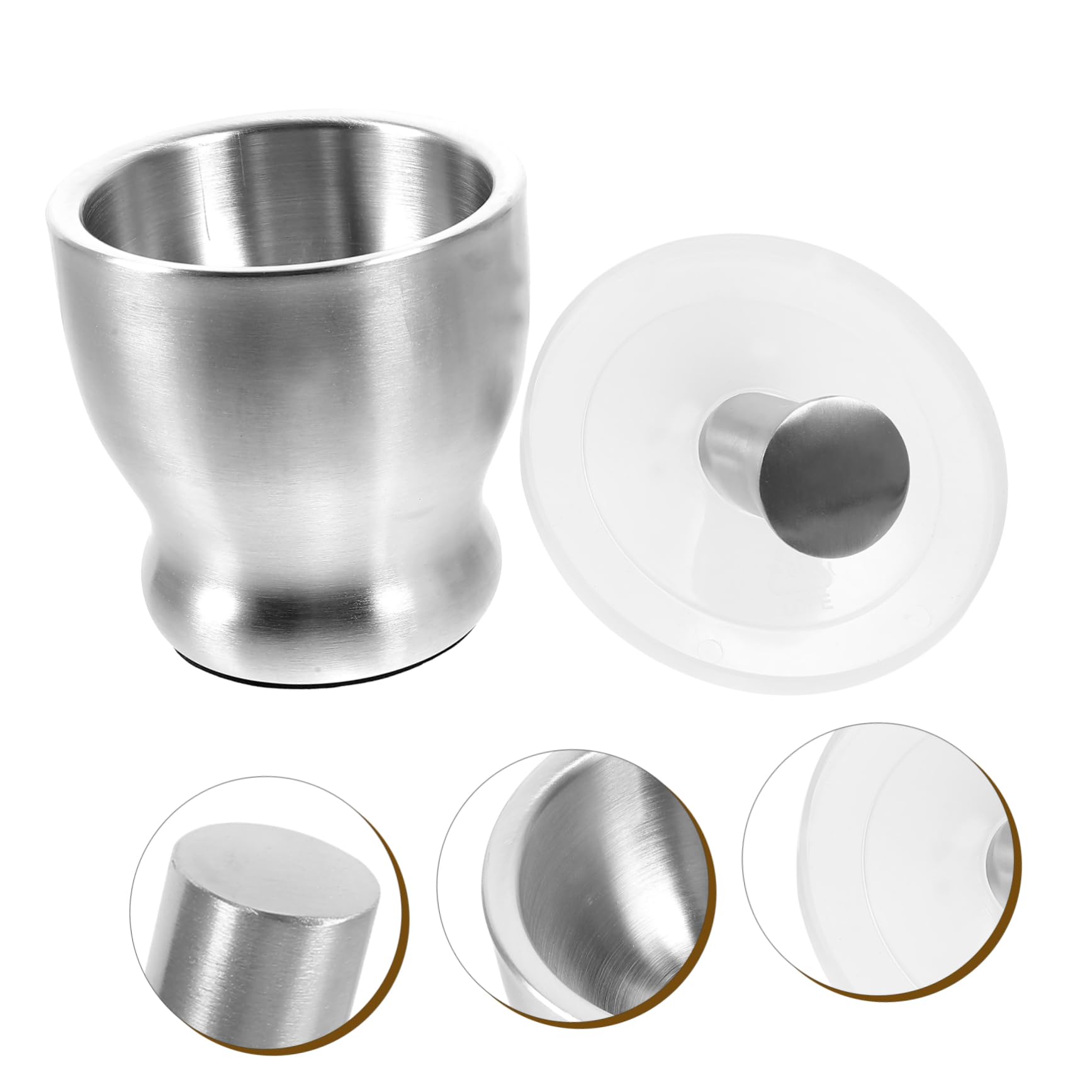 Edelstahl Knoblauchstampfer mit Deckel, Größe S, Silber
