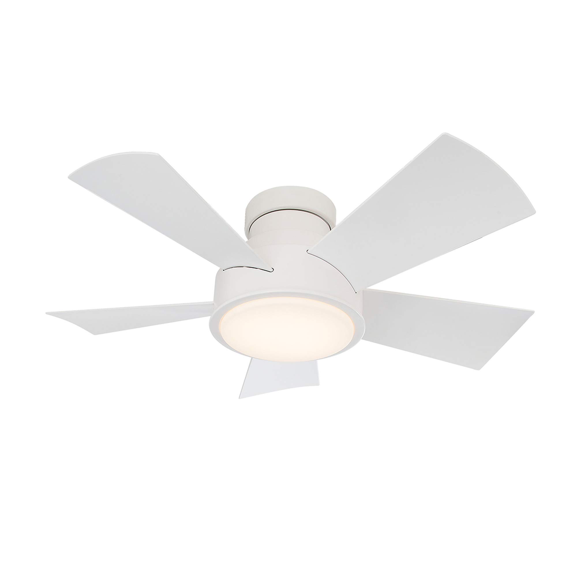 Vox Smart Indoor and Outdoor 5-Blade Flush Mount Ceiling Fan 38in Matte White with 3000K LED Light Kit and Remote Control works with Alexa, Google Assistant, Samsung Things, and iOS or Android App