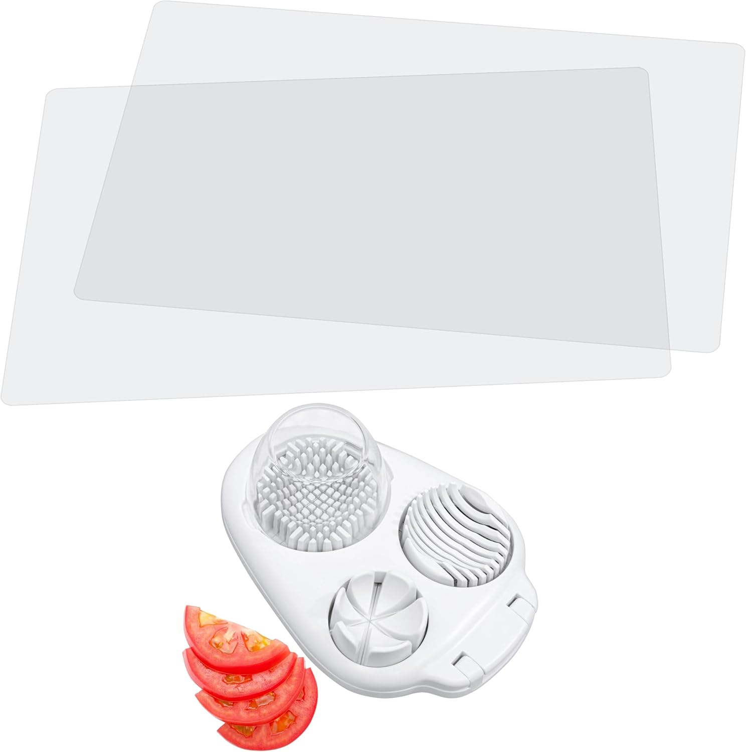 CraftyCrocodile Egg Slicer for Hard Boiled Eggs - 3 Slice Modes and Clear Plastic Placemats Set of 2 - Table Protector, Bundle