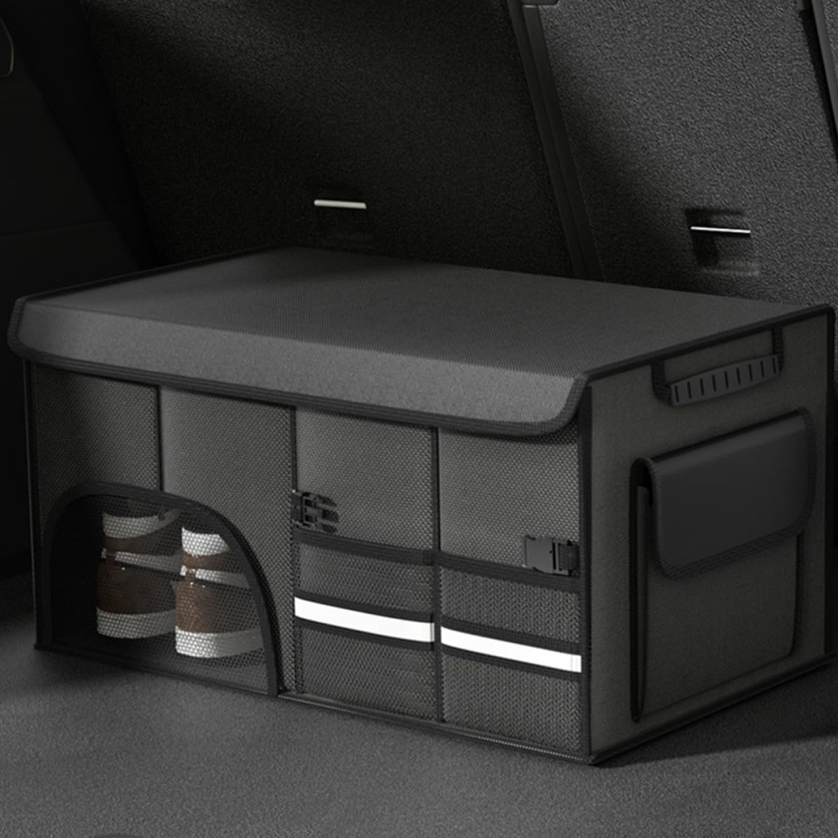 DECHOUS Organisateur de Coffre Pliable en Toile Oxford Noir Grosse Capacité