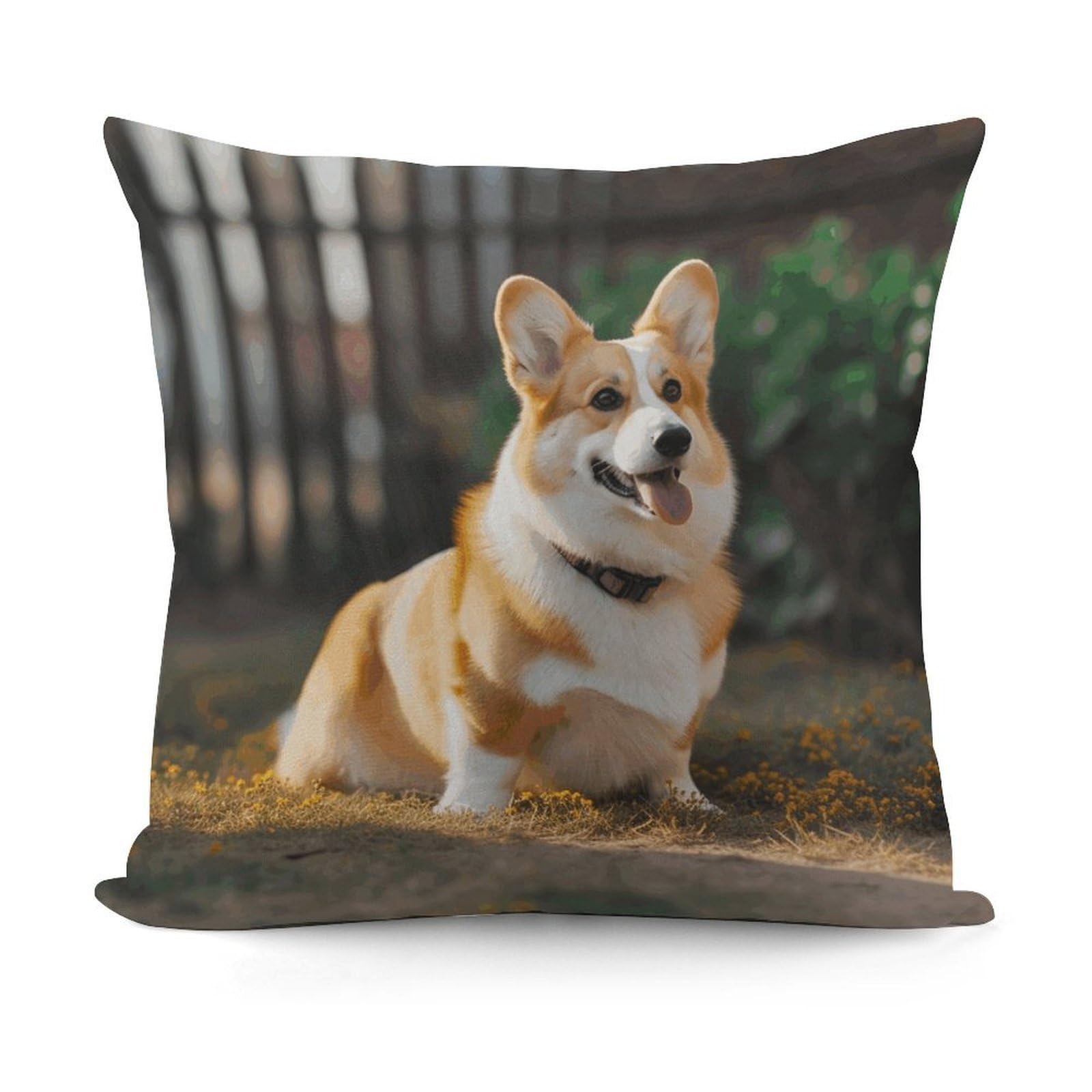 VstaDank Dog Corgi Pillow Covers Soft Plush Decorative Square Pillow Cover Modern Breathable Pillowcases Pillowcase with Invisible Zipper 18x18 Inches for Sofa Living Room
