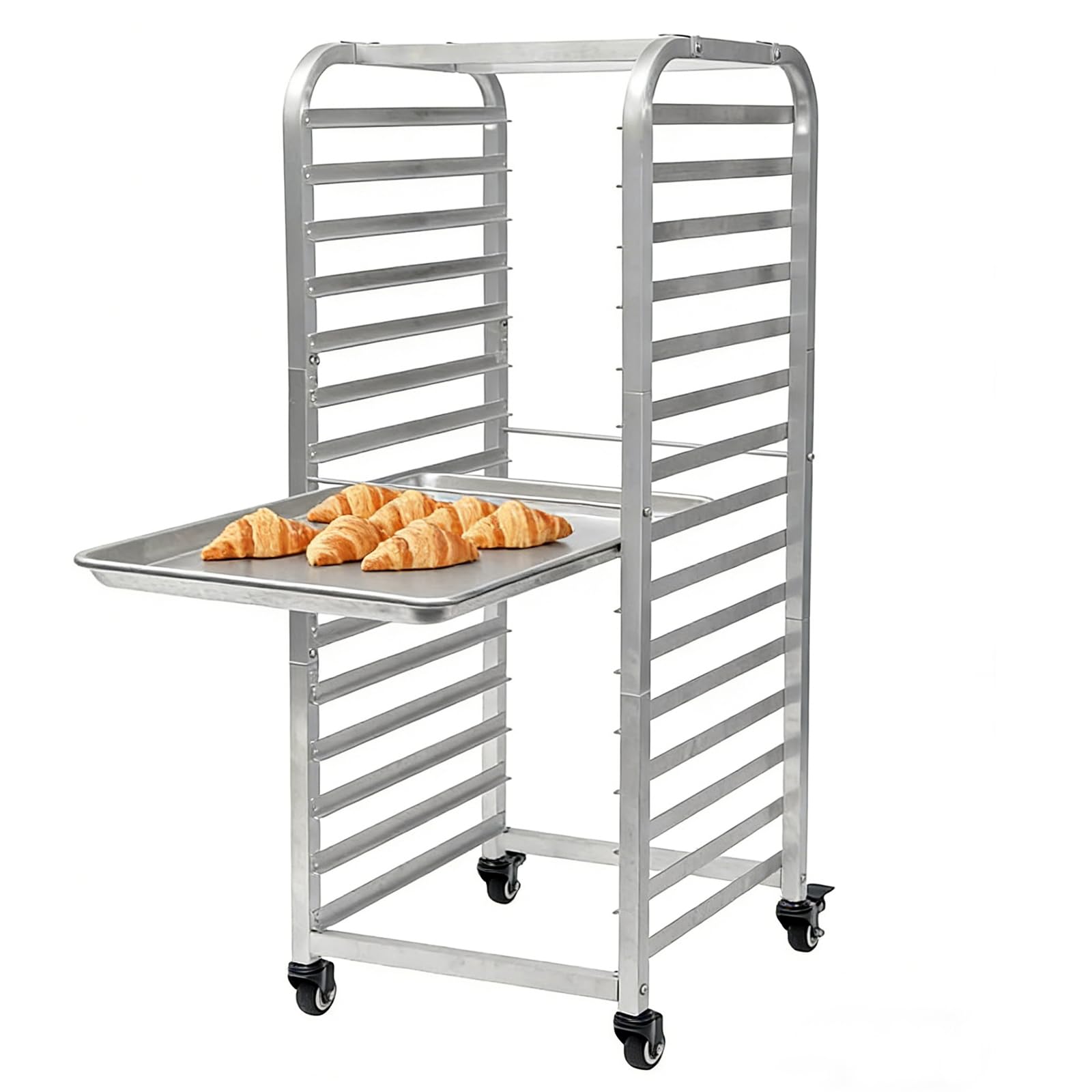 Garvee 15 Tier Aluminum Bun Pan Rack - Lockable Wheels Mobile Cooling Trolley, 15" W x 17" D x 40" H - For Kitchen & Bakery
