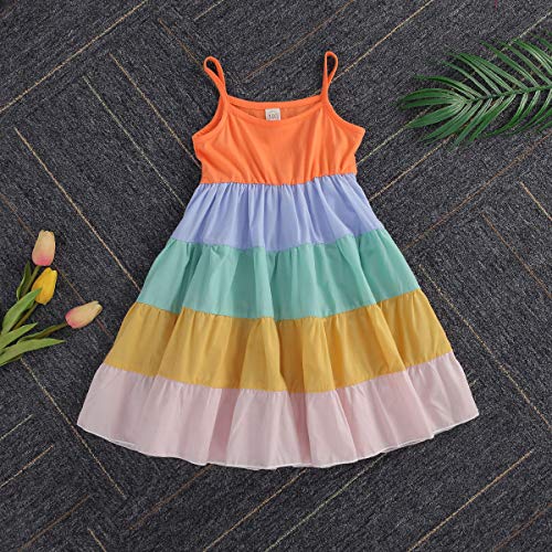 Toddler Kids Girls Summer Dress Rainbow Sleeveless Halter Beach Tutu Sundress One Piece2