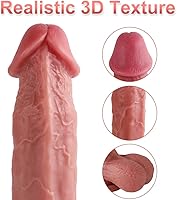 Vista 2 de Realistic Dildos Feels Like Real Skin with Full Shaped Balls, Soft and Flexible Double Layer Silicone Dildo with Suction Cup for Hands-Free Play