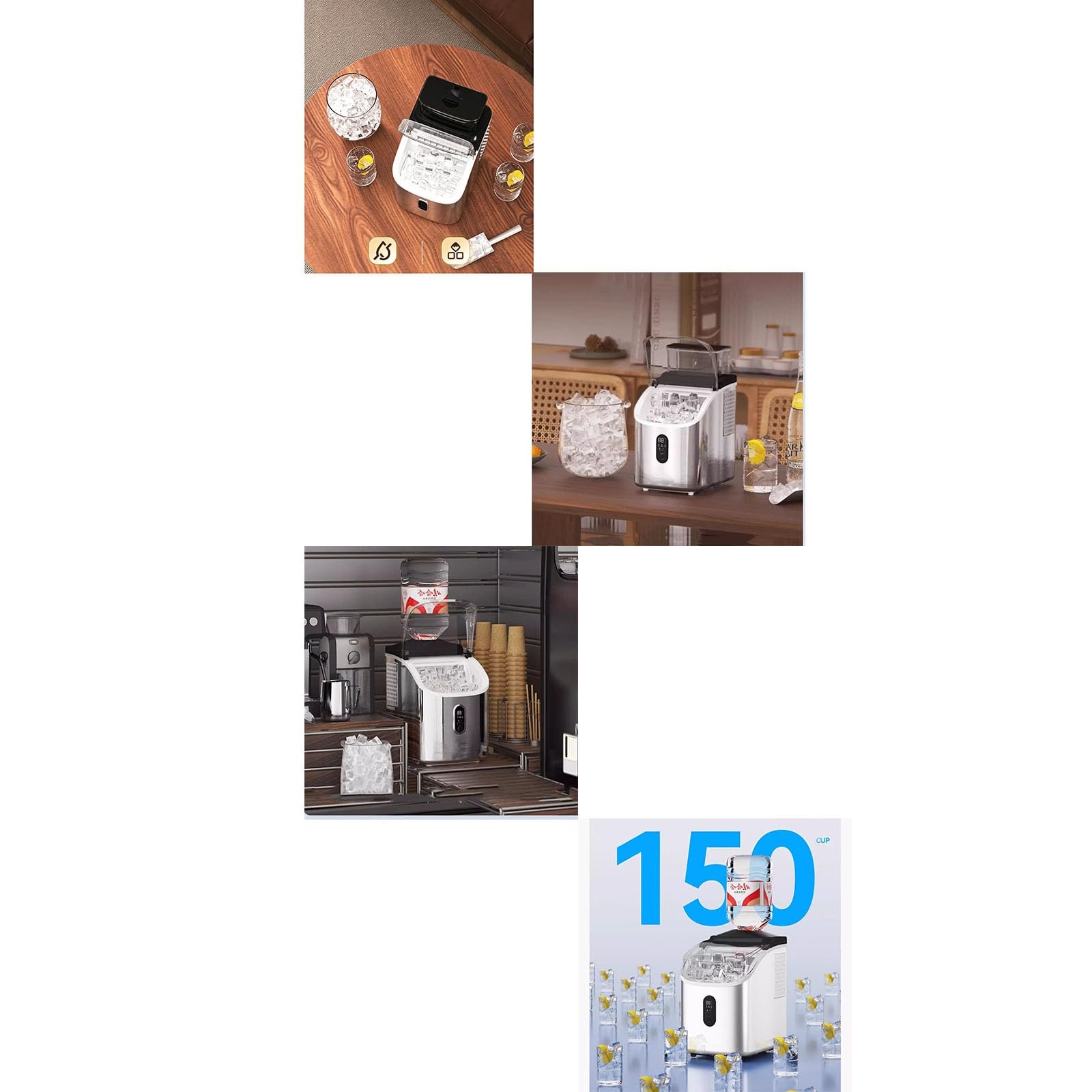 Máquina para Hacer Hielo de Sobremesa, Máquina para Hacer Hielo Portátil, Fabricación de Hielo Temporizada, Autolimpieza con Un Solo Botón, Adecuada para El Hogar Y Cafeterías Pequeñas(B)