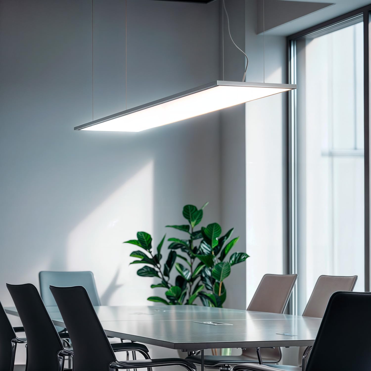 LEDKIA LIGHTING Pannello LED 120x30cm 40W 4000lm + Kit di Sospensione 3000K Individuale Bianco Caldo