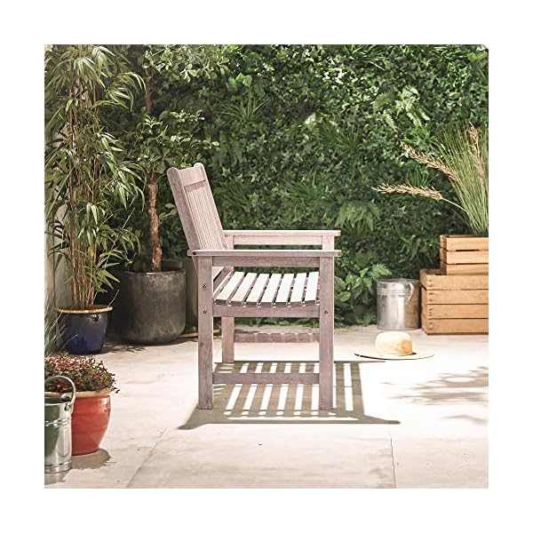VonHaus Grey Garden Bench - 2 Seater Antique Distressed Effect - for Garden and Patio - Image 6