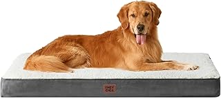 EHEYCIGA Orthopaedic Dog Bed for Large Dogs XL 112 x 81 x 9 cm, Washable Fluffy Dog Mat for Crate, Beige product image