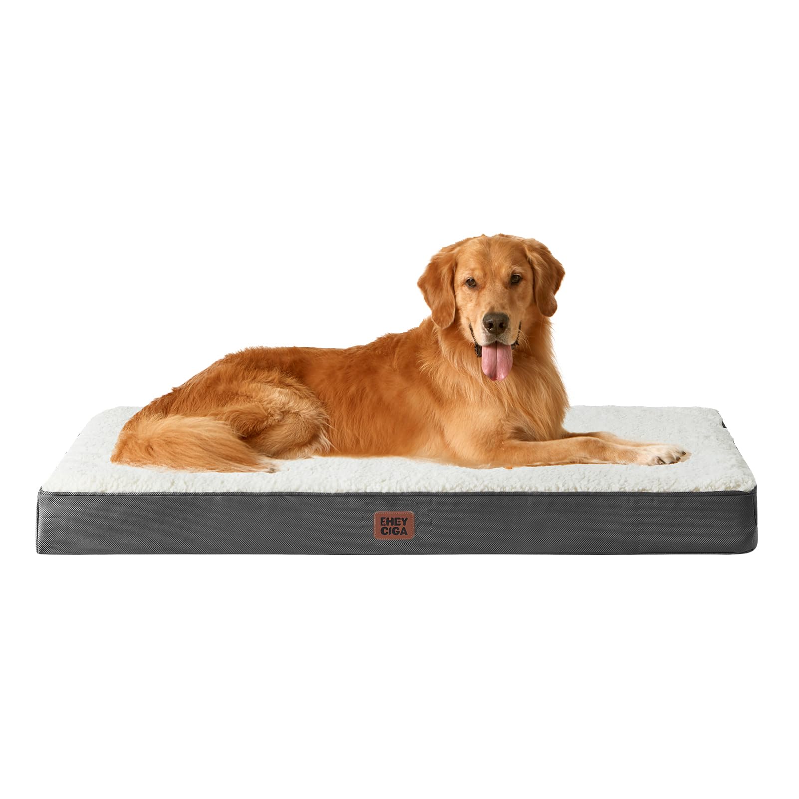 EHEYCIGA Orthopedic XXL Dog Beds for Jumbo Dogs with Removable Washable Cover for Crate, Beige, 47x29