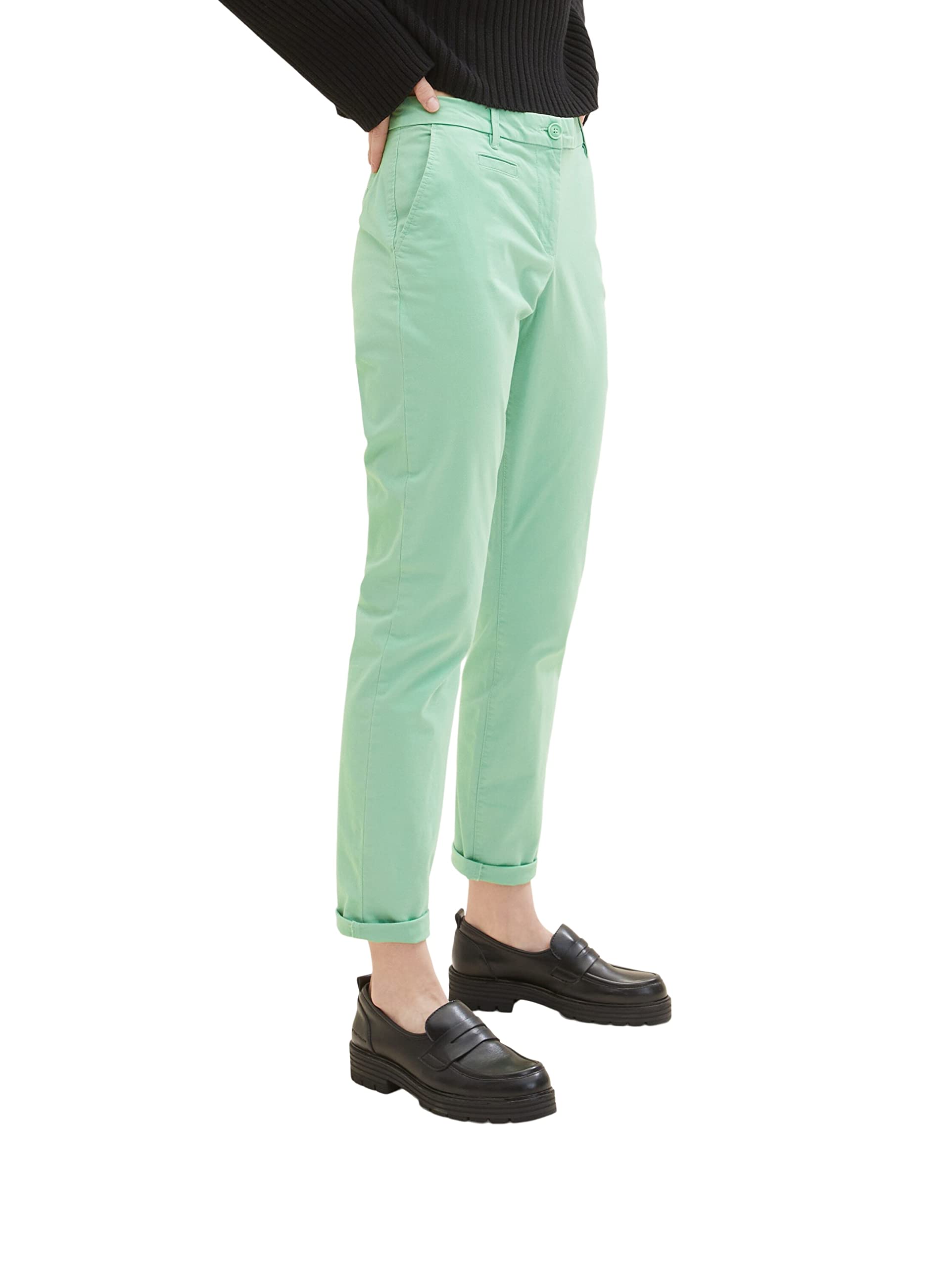 TOM TAILOR Ladies Chino Pants 1035793, 31034 - Okra Green, 32W / 32L