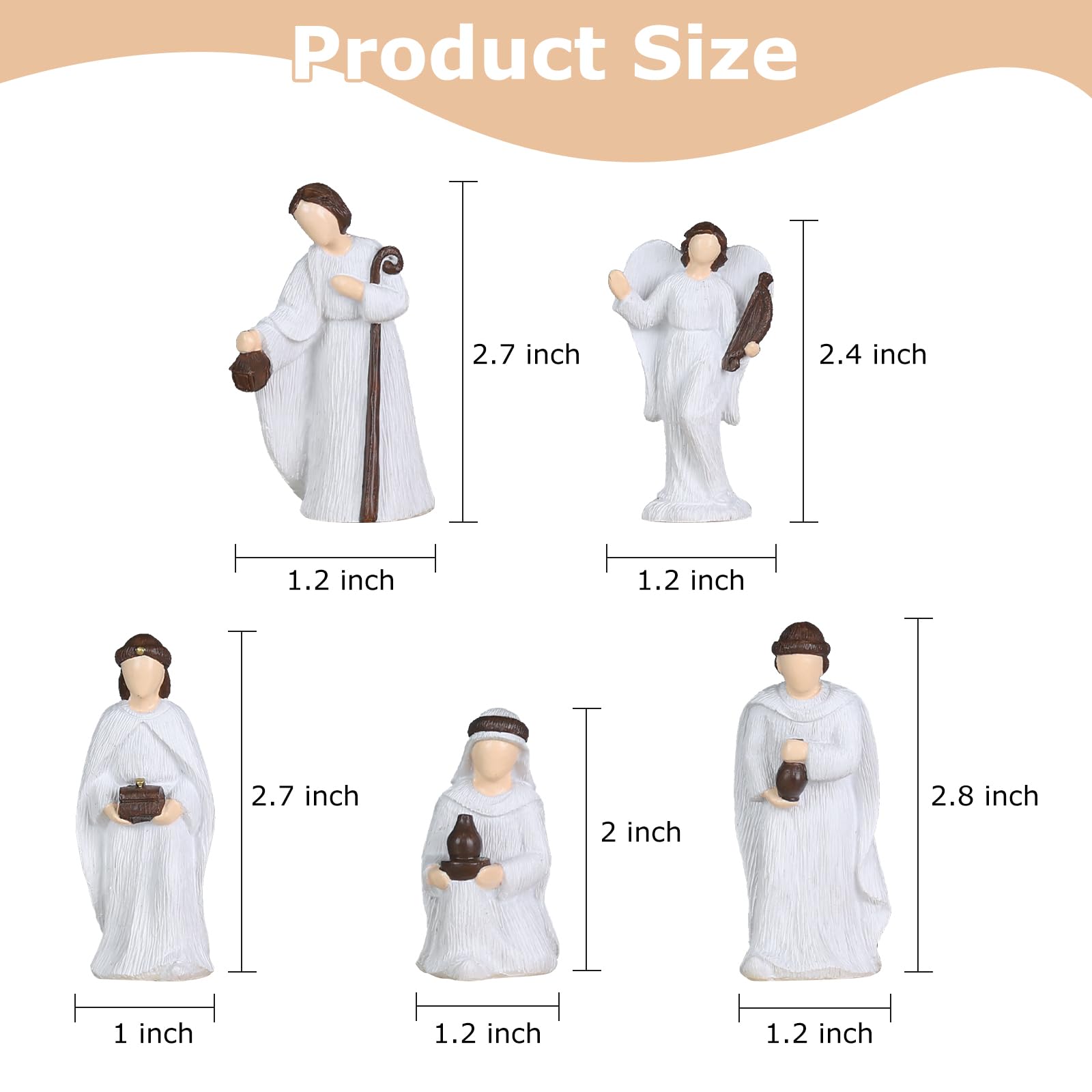 MEETYAMOR Weihnachtskrippe Sets für Weihnachten Innen, 11 Stück Harz Krippe Figuren Set für Weihnachten Dekor, Weihnachtsdekorationen Innen für Home Tisch Kaminsims Küchenregal