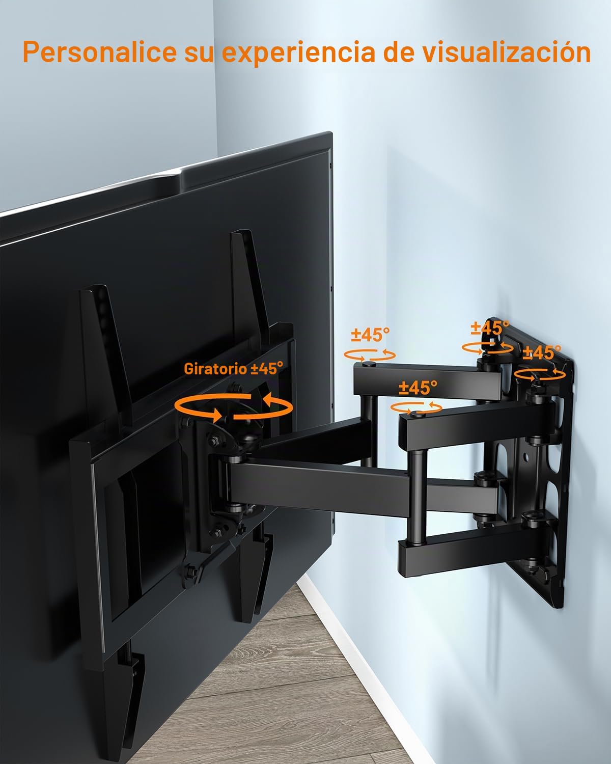 Soporte TV de Pared Pantallas de 26-65 Pulgadas, Soporte Pared TV Articulado Inclinable y Giratorio con Doble Brazo de Movimiento Completo de hasta 45kg, MAX. VESA 400x400mm