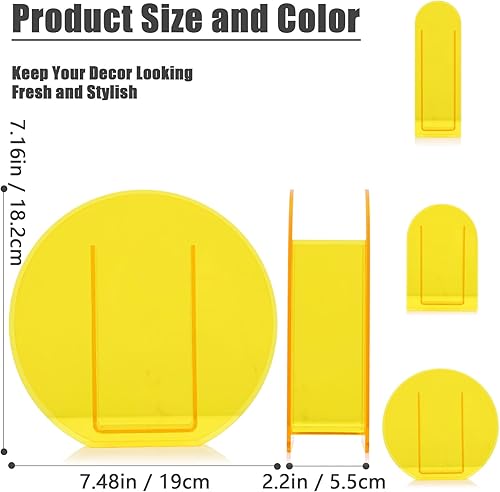 Miniatura 2 de Jarrón acrílico amarillo redondo para decoración estética moderna de habitación, jarrón decorativo de plástico para dormitorio, mesa de sala de