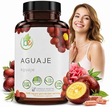 Aguaje Capsules 90 Vegetable Capsules 1500 mg per Serving Peruvian Origin Natural Female Health & Hormone Balance Support Vegan, Non-GMO, Gluten-Free 100% Authentic by BexpertsUSA