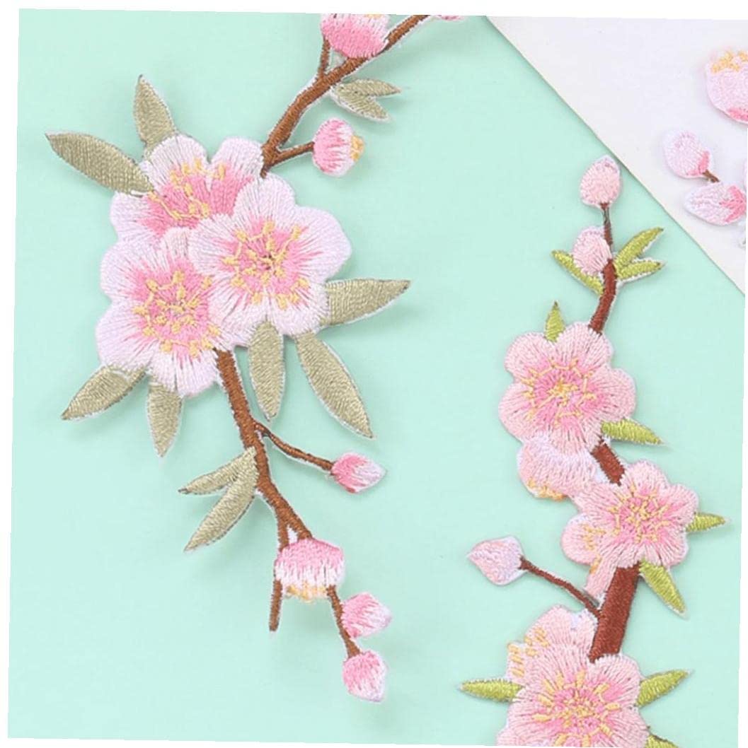 Amazon.co.jp: 花の刺繡パッチ 縫い付け 桃の花 桃の枝 布のステッカー 