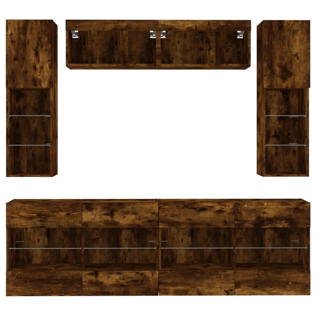 6-TLG. - Mueble de pared para TV (98,5 x 30 x 60,5 cm, madera de madera y cristal, aparador moderno para salón, estudio