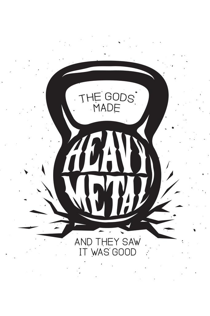 Laminated Workout Posters For Home Gym Kettlebell Kettle bell The Gods Made Heavy Metal Poster Dry Erase Wall Art 16x24