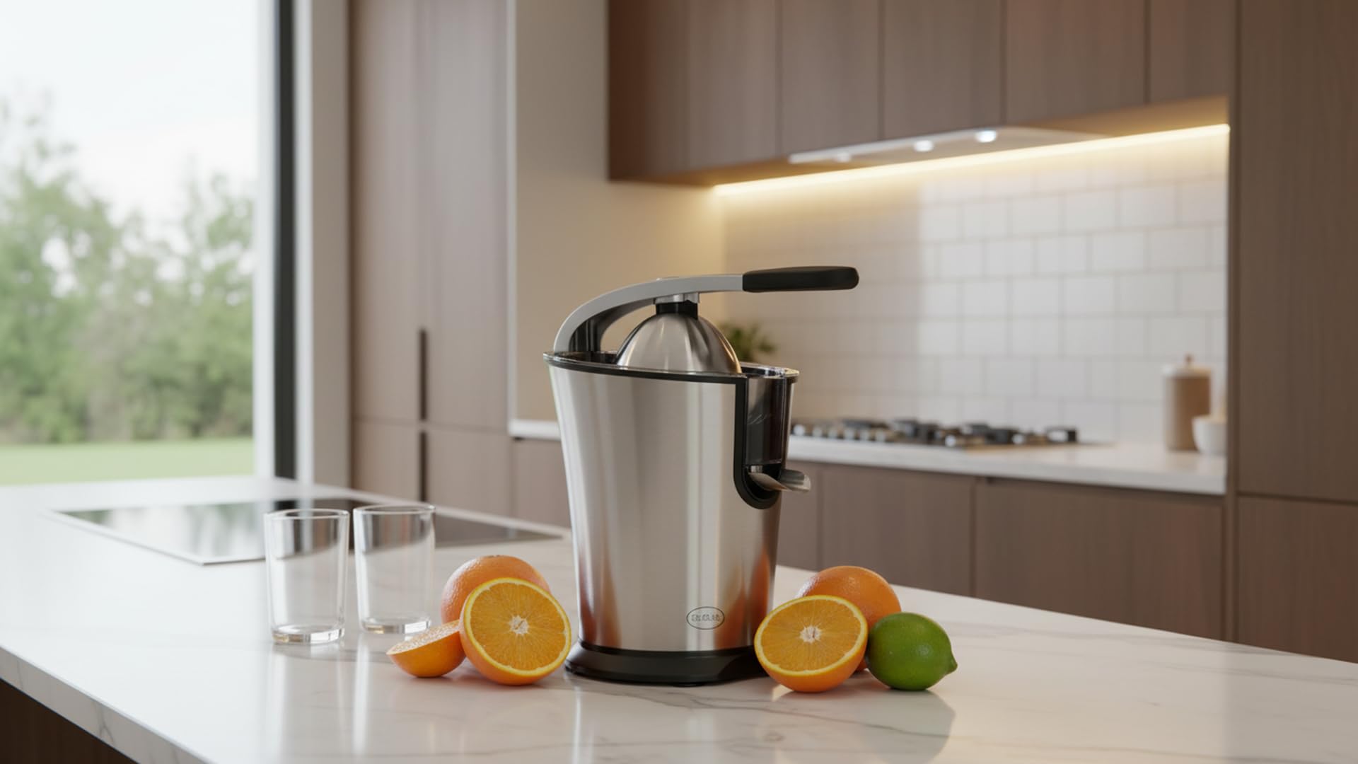 RGV Arancia Express - Spremiagrumi Elettrico – Spremiagrumi Elettrico a Leva 160W, Cono e Filtro in Acciaio Inox, Beccuccio Antigoccia Regolabile, Microswitch di Sicurezza