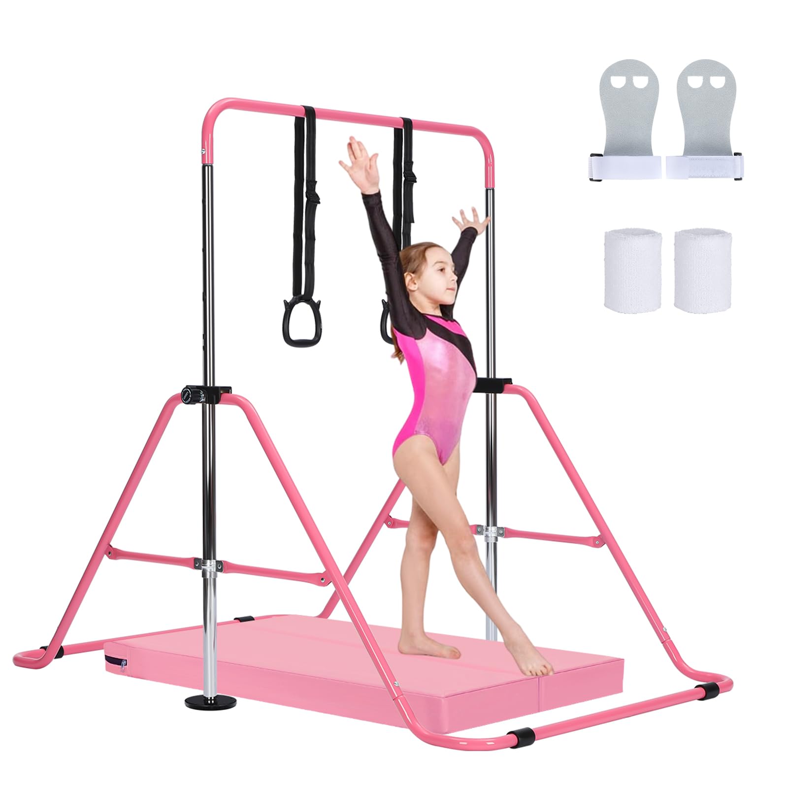 Kinder Turnreck Reckstange mit Matte – Verstellbare Gymnastik Stange Horizontal Bar für Kinder 5–12 Jahre, Trainingsgerät Turnen Zuhause, Stabil & Sicher für Indoor Training