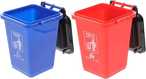 Alipis 2 mini bote de basura y reciclaje en la acera, mini cubo de basura para lápices, portalápices, soporte para brochas de maquillaje,