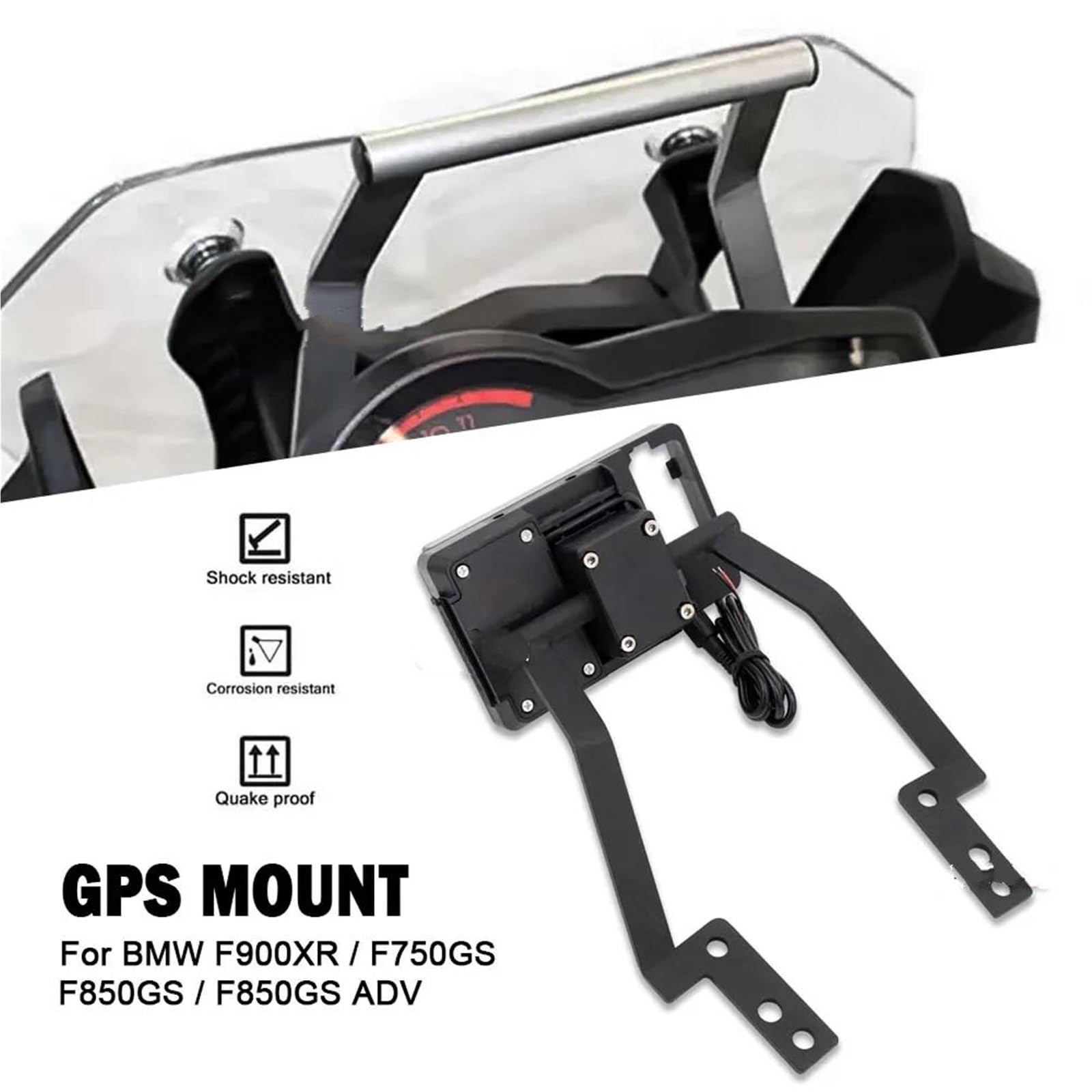 Motocyklowy uchwyt nawigacyjny GPS Pasuje do BMW F850GS ADV F750GS F900XR Uchwyt na szybę przednią telefonu komórkowego Uchwyt na nawigację GPS(F900XR)