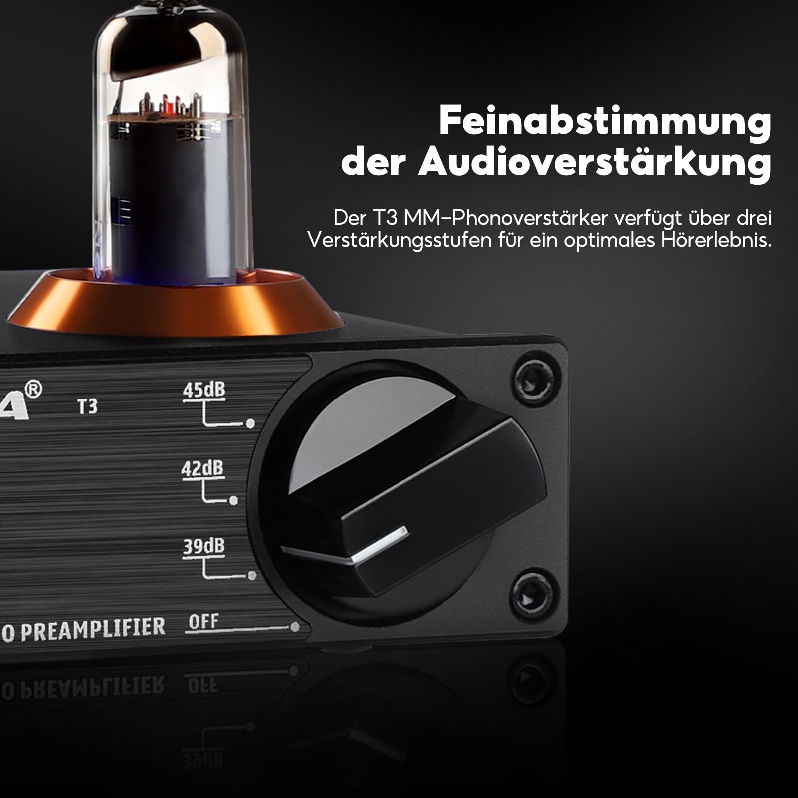 AIYIMA T3 Röhren HiFi MM Phono Vorverstärker für Plattenspieler-Vorverstärker mit Gain-Stereo-Audio für Phono-Audiophile