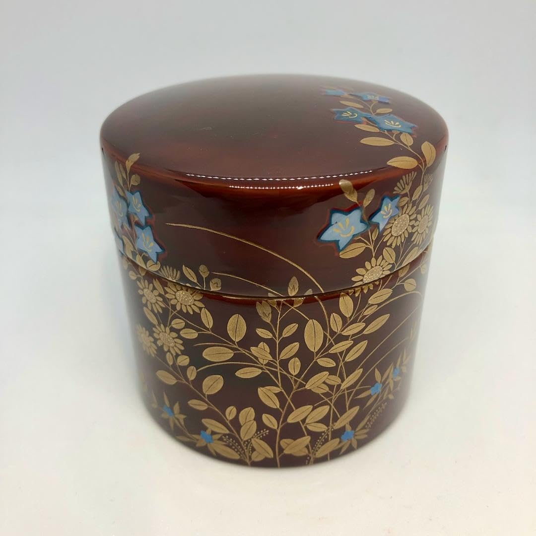 桃乃実 中棗 貞作 茶道具 鴨田徳康 高さ…7.5cm 口径…5.5cm