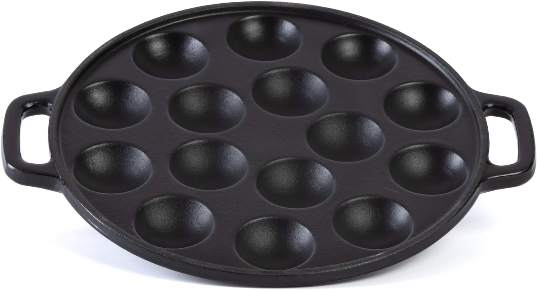 Difuzed Black Cast Iron Poffertjes Pan, 23 cm, 15 Holes, Suitable for Gas and Electric Cookers