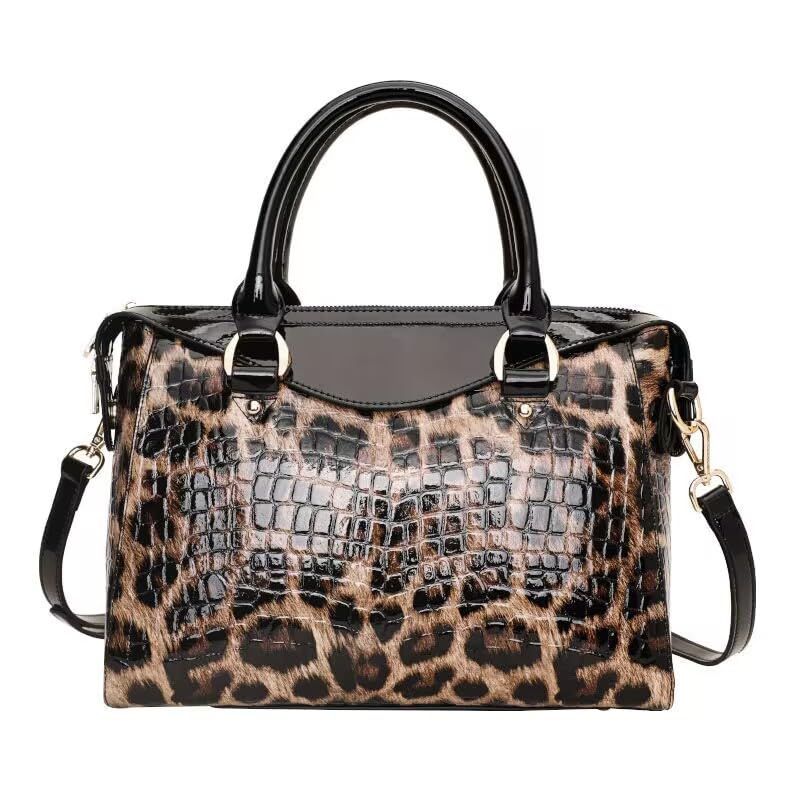 Genuine leather leopard print women's 2025 fashionable women's portable versatile cowhide large capacity shoulder bag