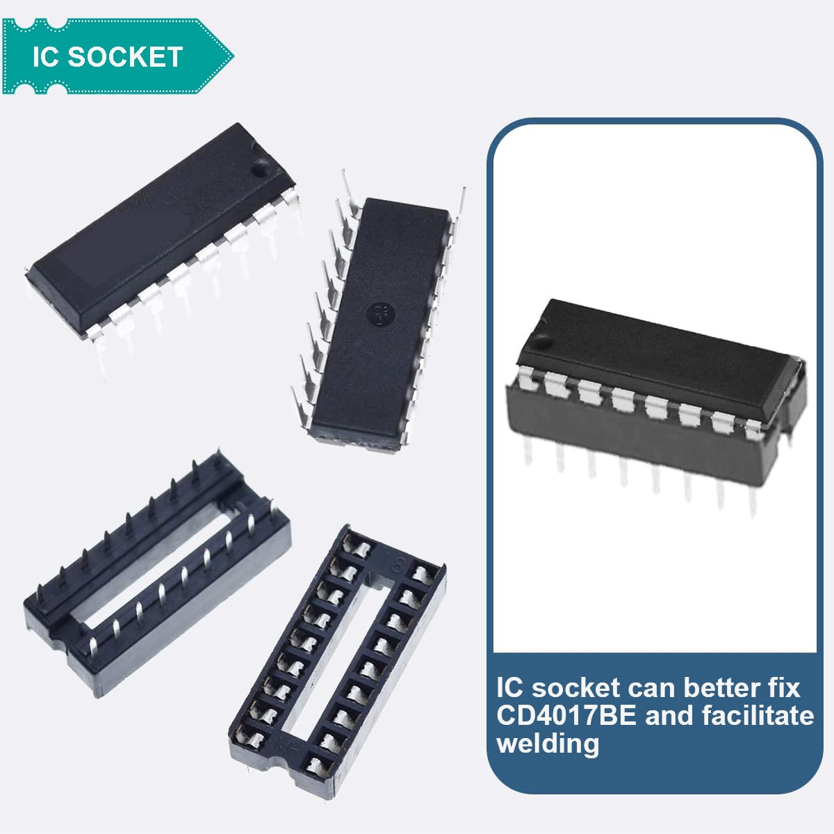 CD4017BE Contatore DIP Contatore IC Contatore decadale CMOS CD4017 Divisore DIP-16 Controllore con zoccolo DIP-16 IC per Arduino Esperimento elettronico fai da te(confezione da 20)
