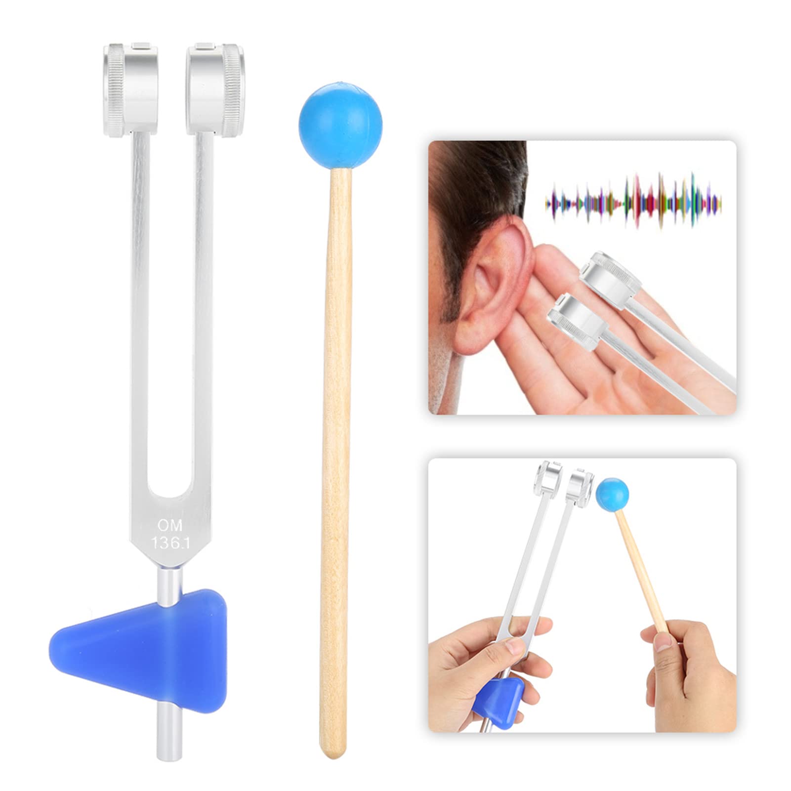 136.1Hz Kit di strumenti per diapason in lega di alluminio per strumenti di terapia delle vibrazioni di guarigione del suono, diapason diagnostico per diapason