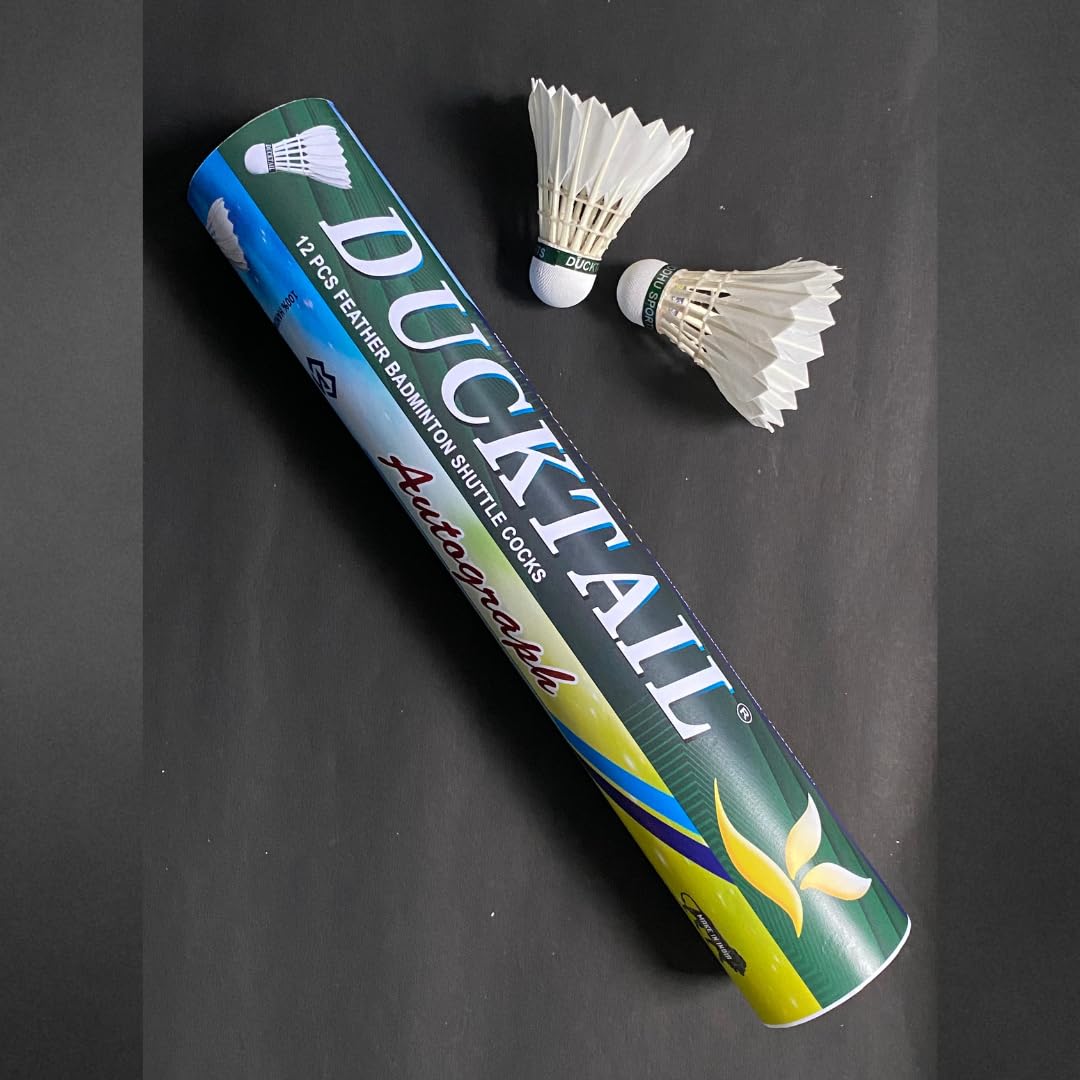 DUCKTAIL Autograph - Premium Feather Shuttlecock Durable - Professional Grade - Badminton Shuttlecocks - Speed 76,77 - Cork Bottom (Pack of 12)-image-18