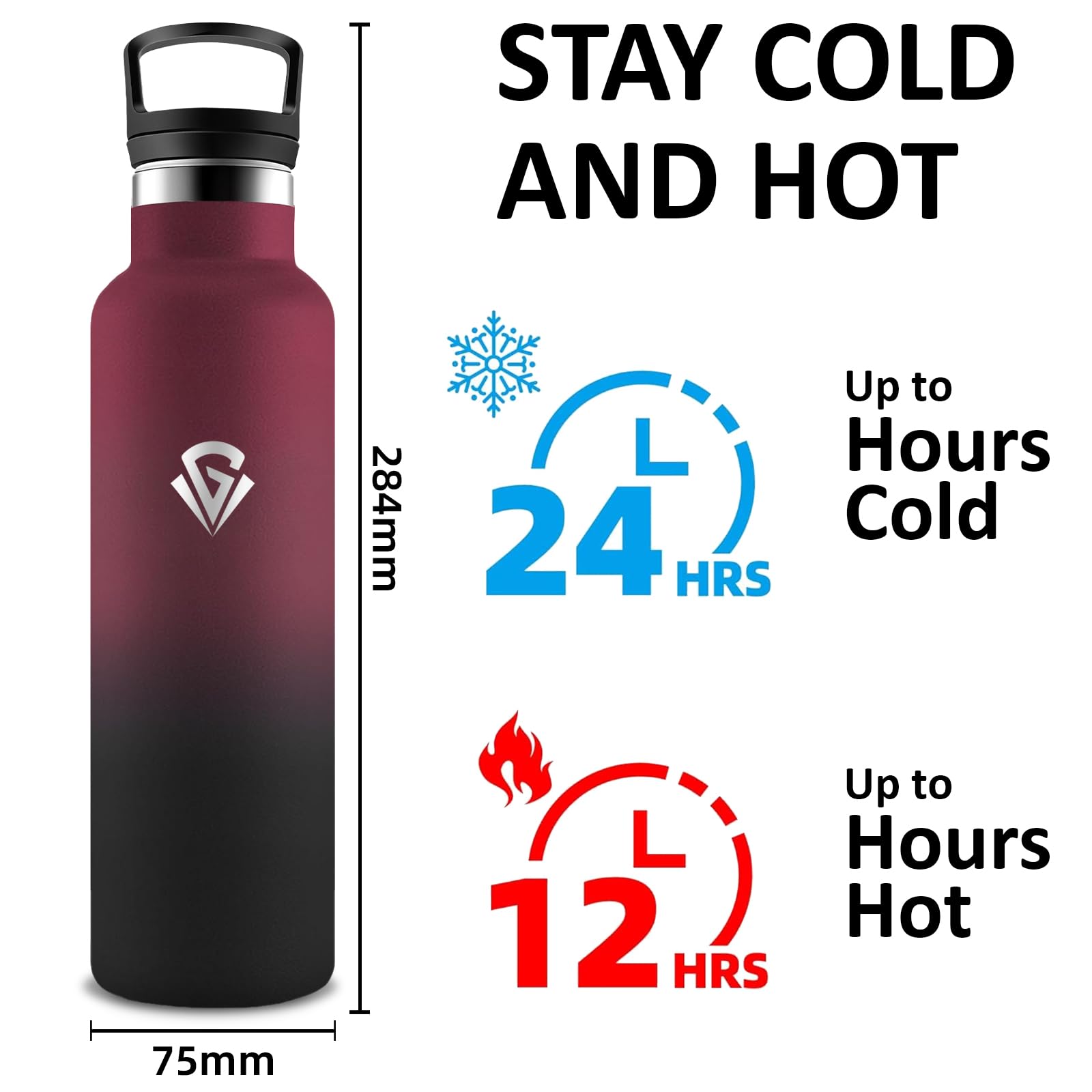 Borraccia Termica, Bottiglia Termica 750ml, Borracce Termiche con Cannuccia, Borraccia Palestra Senza Perdite, Mantiene Caldo per 12 Ore/Freddo 24 Ore, Bottiglia per Palestra, Campeggio