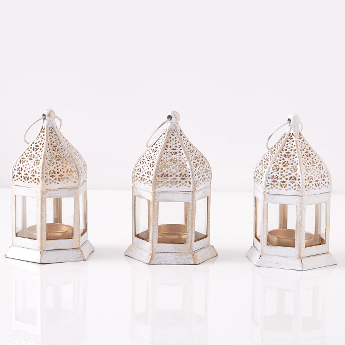 Marrakech Gadi - Juego de 3 farolillos orientales (12 cm, para exteriores, como decoración de balcón o interior como decoración de salón Ramadán)