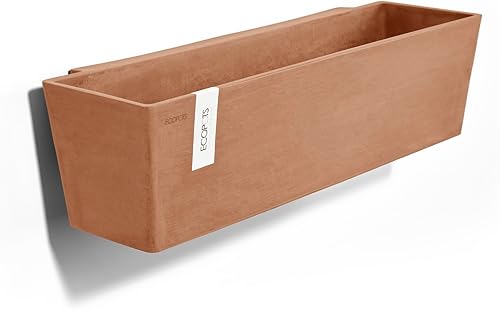 Ecopots Manhattan Wall - Macetero colgante de compuesto, duradero, rectangular, para interiores y exteriores, a base de reciclaje, color terracota,