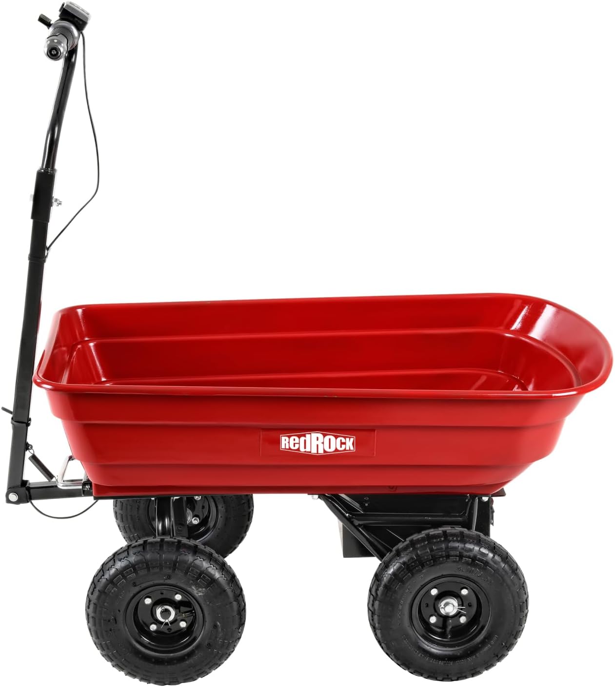Four-Wheeled Electric Garden Cart Black+Red Unique Dumping Function Durable Outdoor Tool