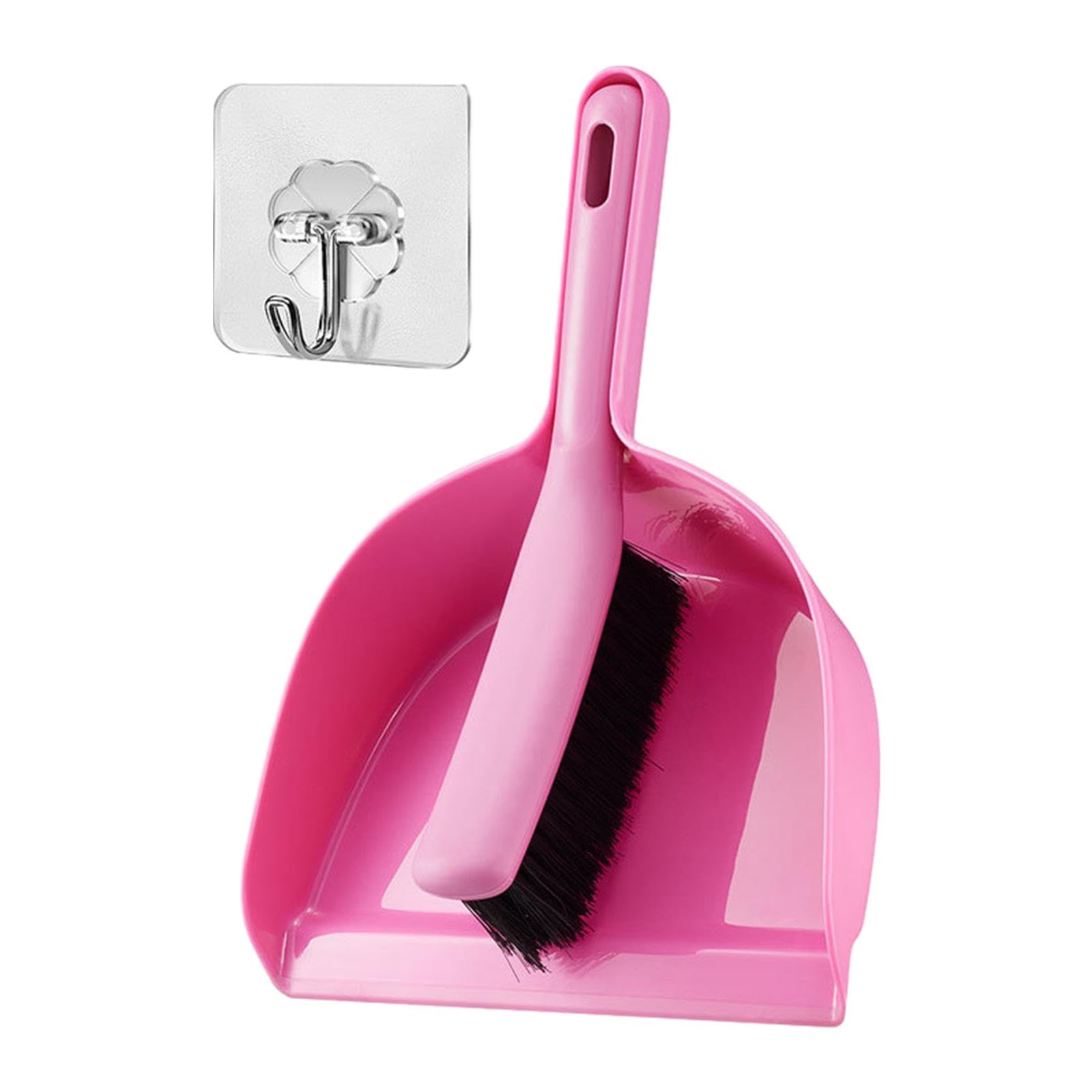 Dustpan and Brush Set Household Mini Hand Broom Set for Desktop and Car Sofa pink