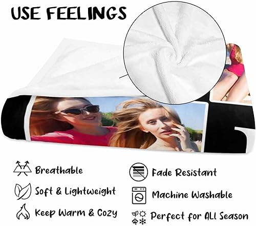 Miniatura 7 de Manta de collage de fotos personalizada con mensaje de amor y nombres, manta suave para hermanas y niñas, BFF para sofá cama, 60 x 80 pulgadas