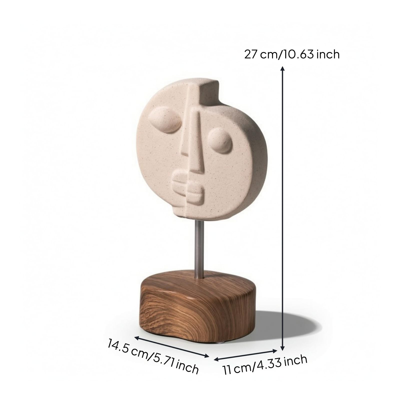 Scultura a Forma di da Tavolo Statuetta con Base in Legno Bifacciale Busto Astratto per Collezionisti D'arte, Soggiorno, Ingresso, Ufficio