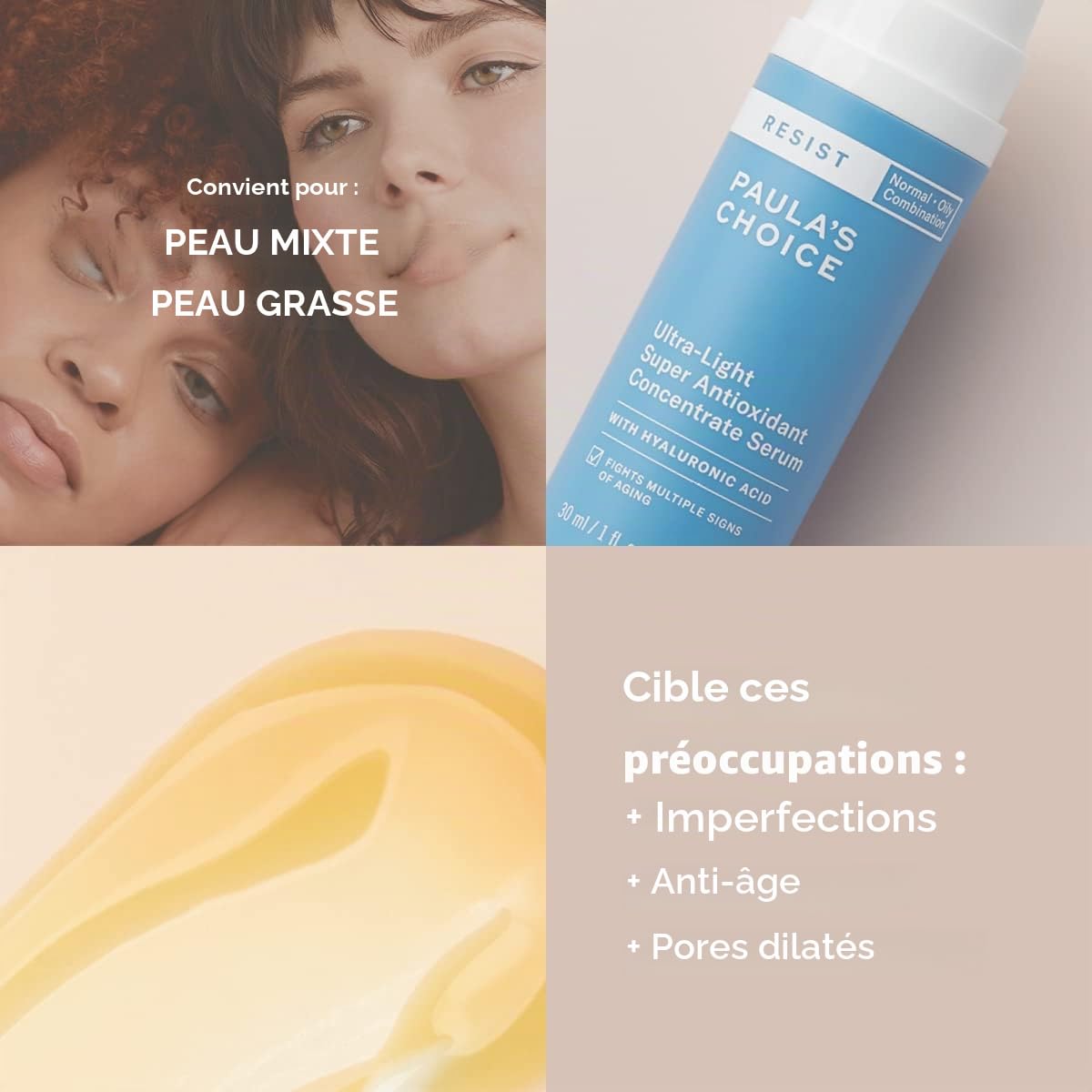 Paula's Choice Anti Âge Sérum Ultra-Léger Antioxydant, Peau Grasses, 30 ml | Traitement Visage Réduit les Taches Brunes & Imperfections - Hydrate pour Peau plus Lisse & Ferme - avec Acide Hyaluronique