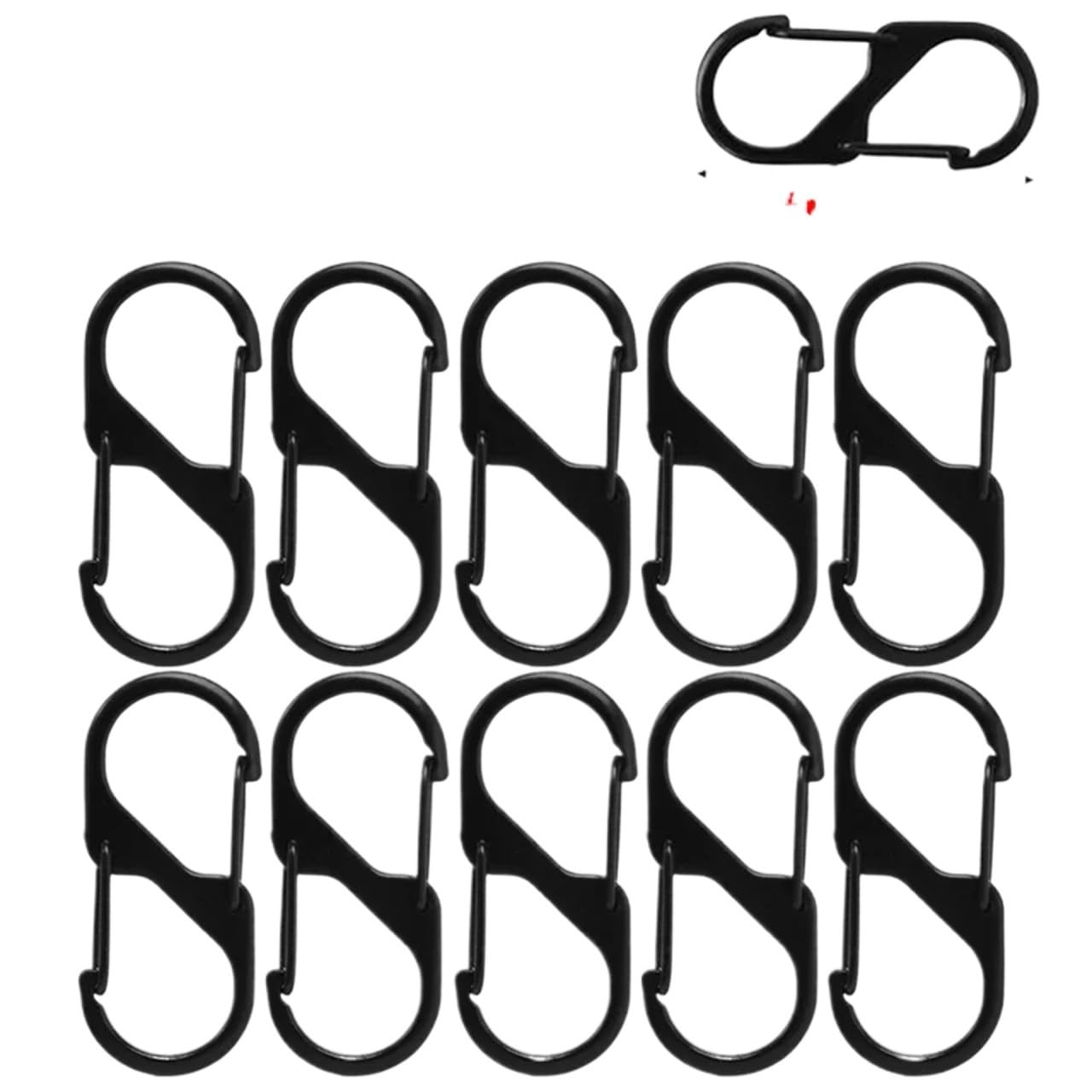 GHHZML Water Bottle Clip 10Pcs Zinc Alloy S Shape Camping Carabiners Safety Buckles Outdoor Sports Bottles Backpack Keychain