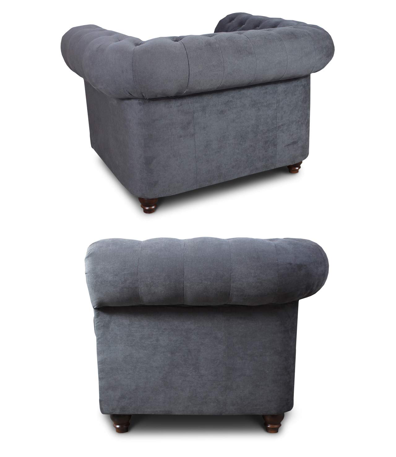 Sofnet Sessel Chesterfield Asti - Couch, Couchgarnitur, Couchsessel, Loungesessel, Stühl, Holzfüße - Glamour Design, Velours (Beige (Velvet 28))