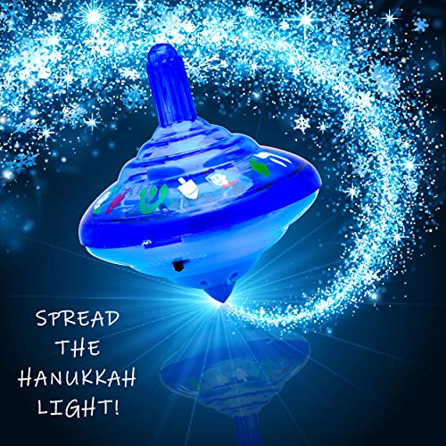 Aviv Judaica Musical Light Up Dreidel Set - Hanukkah Spinning Tops - Plays 2 Classic Hanukkah Songs - Assorted Colors (4 Pack) #TOP5