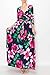 Bon Rosy Women's 3/4 Sleeve V-Neck Printed Maxi Faux Wrap Dress Navy Fuchsia M